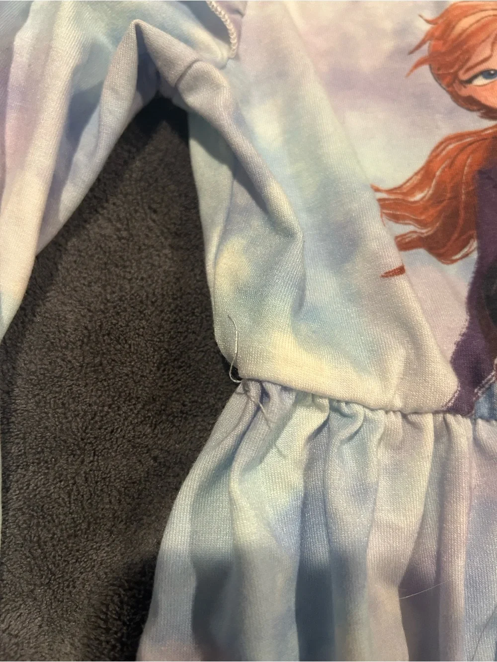 PatPat Girls' Frozen Elsa & Anna Tie-Dye Long Sleeve Dress - Light Blue/Purple